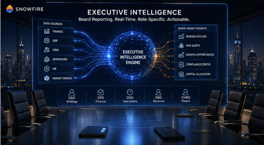 Executive intelligence tools for board reporting — ecosystem of operational, financial, and strategic signals