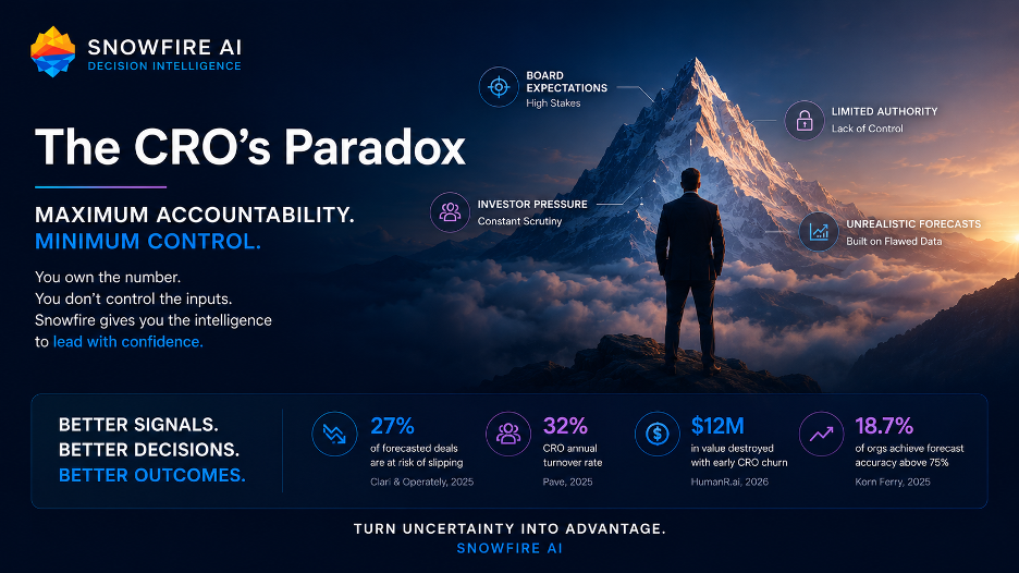 The CRO's paradox — maximum accountability and minimum control, with Snowfire decision intelligence for CROs