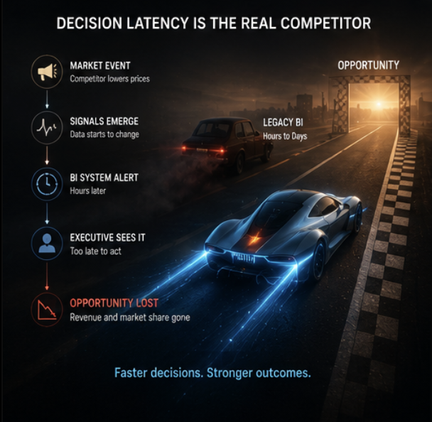 Decision latency — the gap between data availability and executive action in enterprise BI
